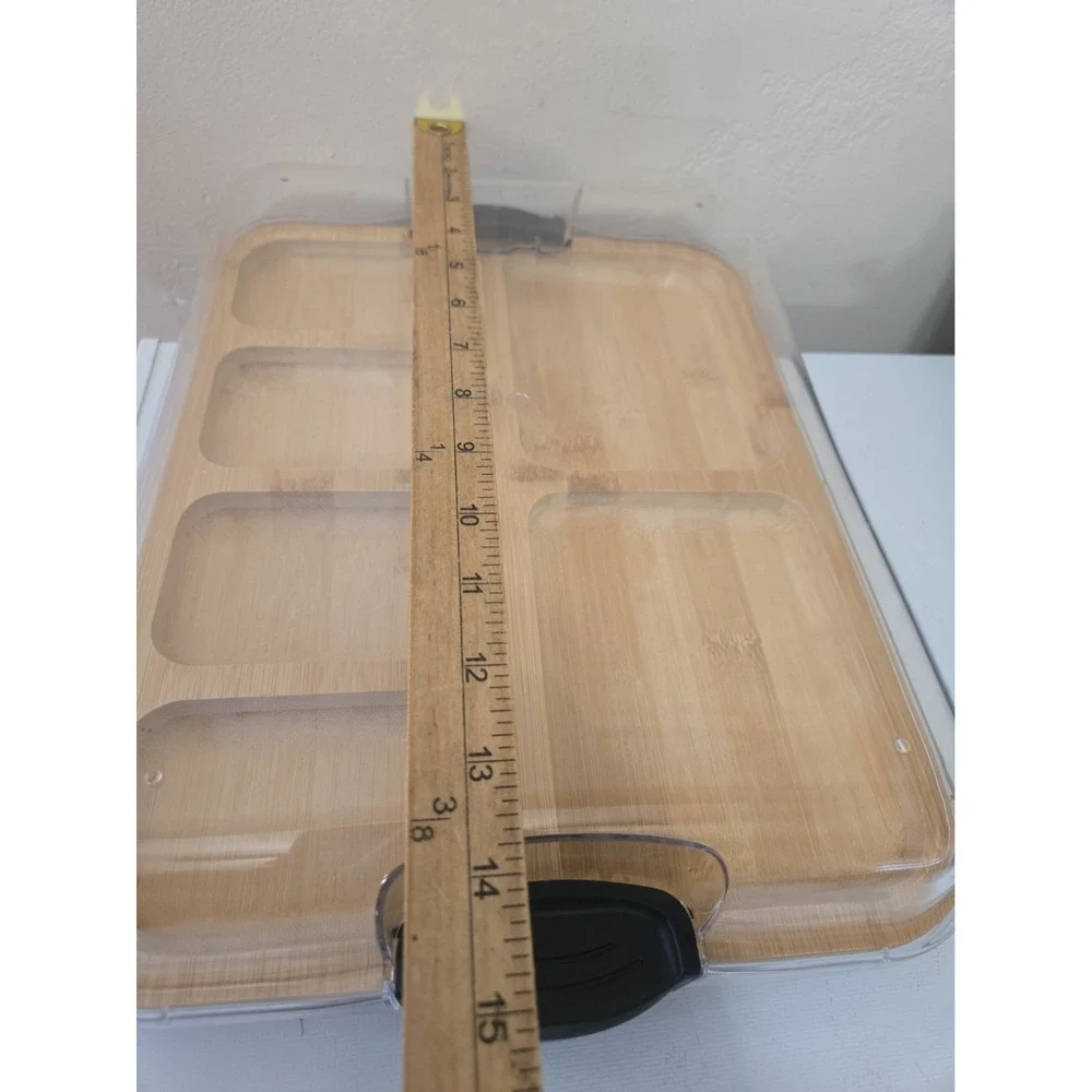 Farberware Build a Board Bamboo Charcuterie Serving Tray 6 Compartment Locking L